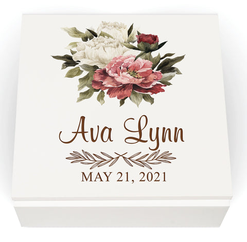 Personalized Floral Icon Trinket Box