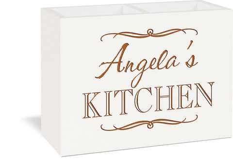 Personalized White Utensil Holder