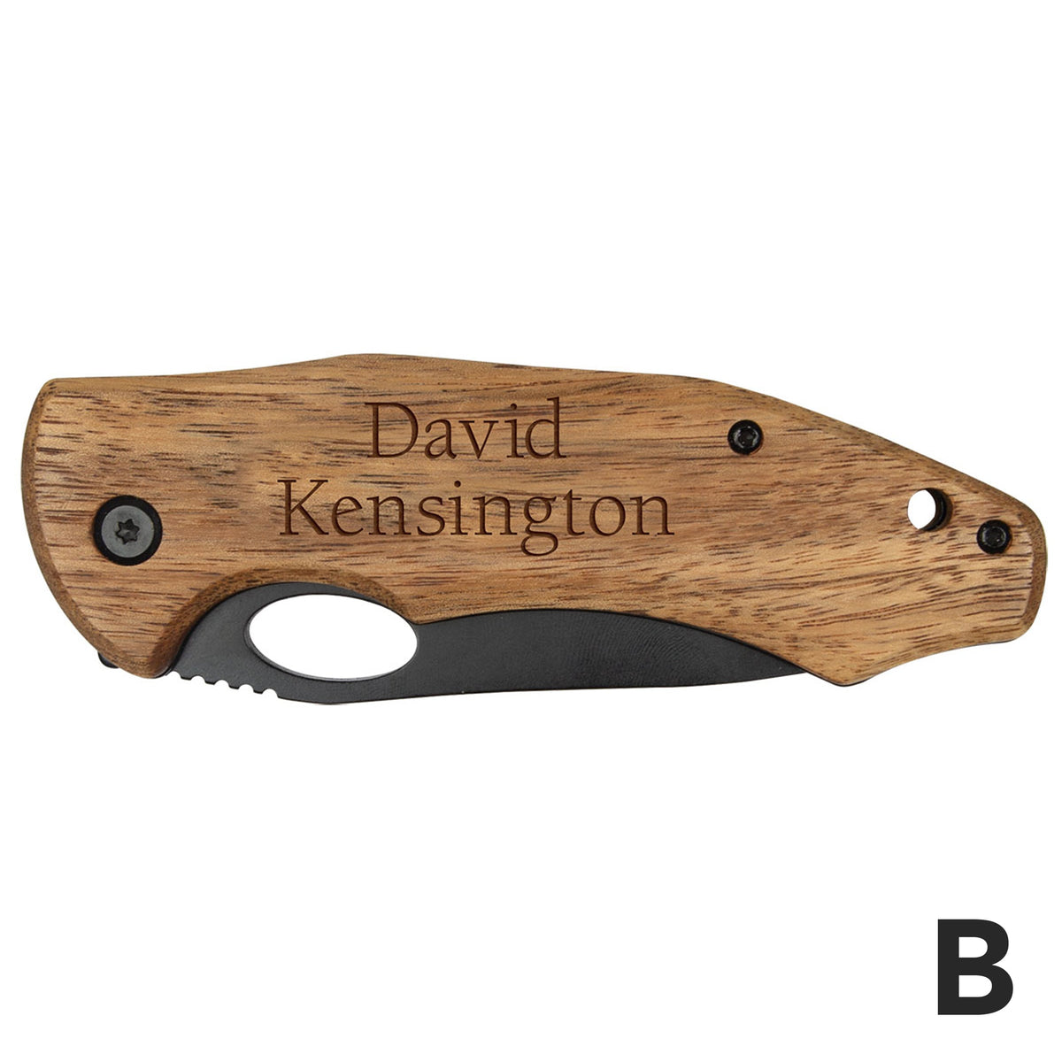 Personalized Wood Pocket Knife with Clip