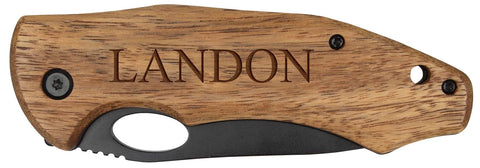 Personalized Wood Pocket Knife with Clip