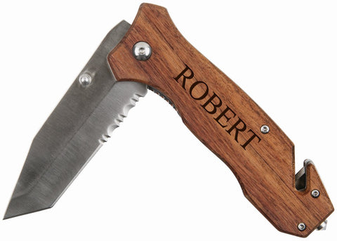 Personalized Wood Pocket Knife with Clip