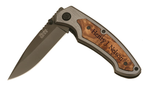 Personalized Wood Pocket Knife with Clip