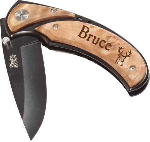 Personalized Wood Pocket Knife with Clip