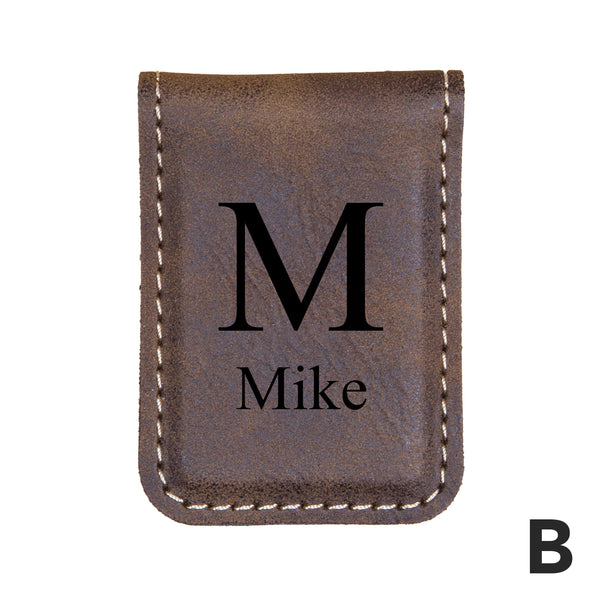 Personalized Faux Leather Money Clip