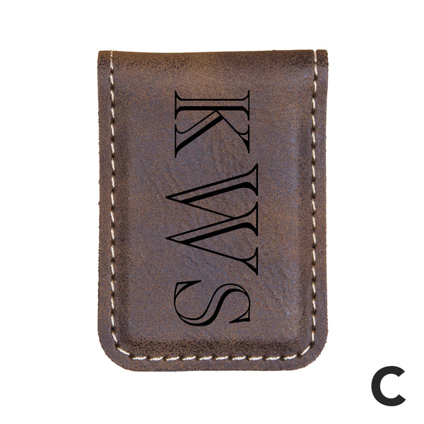 Personalized Faux Leather Money Clip