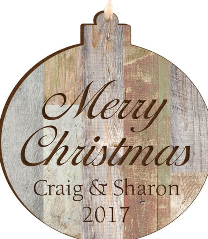 Personalized Light Faux Wood Ornament