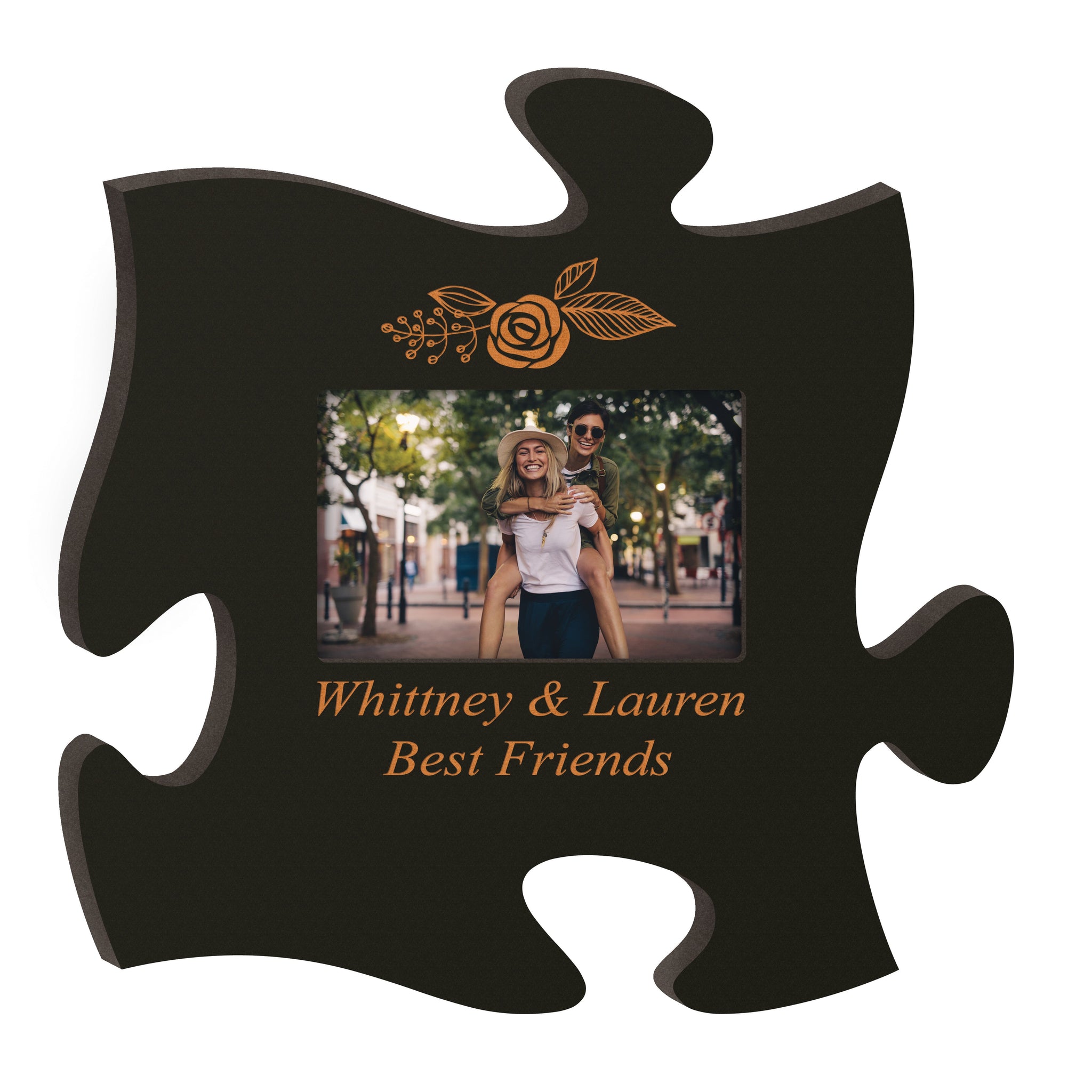 Personalized Black Puzzle Piece Photo Frame (4x6 Photo)