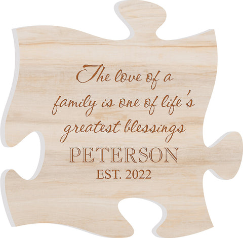 Personalized Light Faux Wood Puzzle Piece Décor