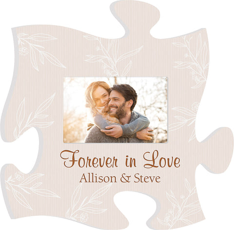 Personalized Floral Puzzle Piece Photo Frame (4x6 Photo)