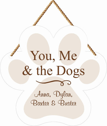 Personalized Large Pawprint Hanging Sign