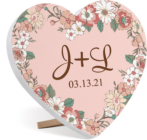 Personalized Pink Floral Heart Sign