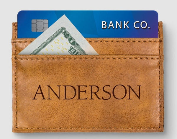 Personalized Faux Leather Credit Card Holder